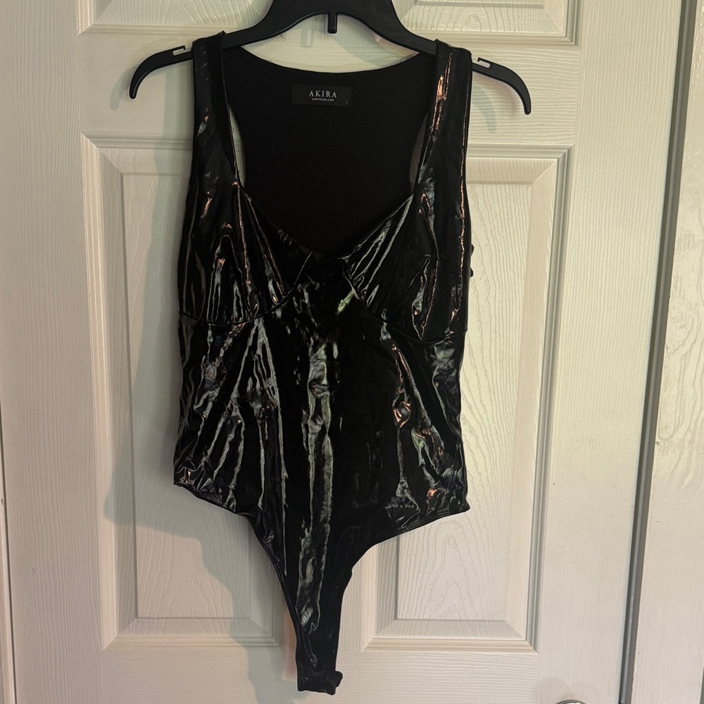 AKIRA Glossy Black Bodysuit